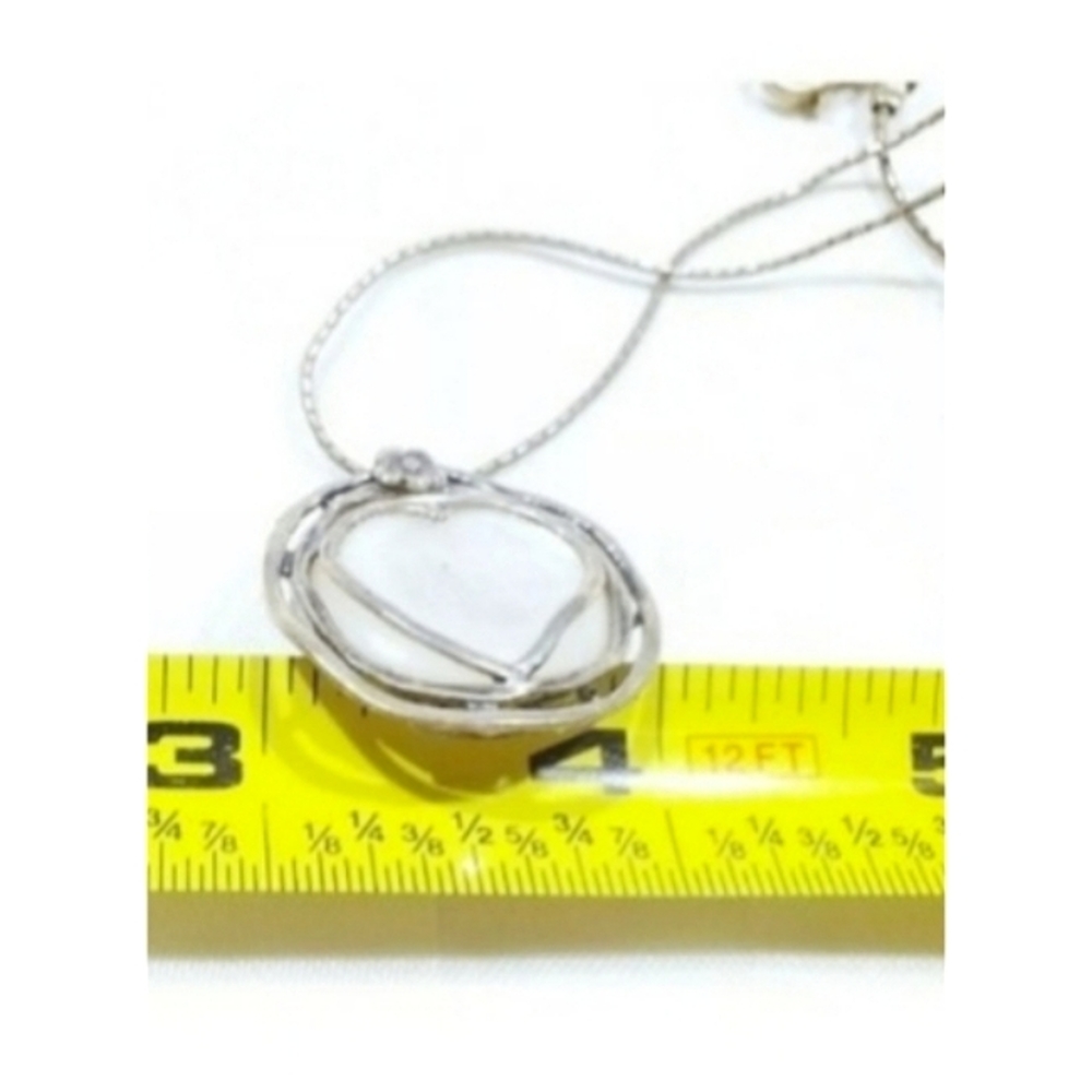 VTG Didae Shablool 925 Sterling Silver Mother of Pearl Heart Necklace - Picture 10 of 11